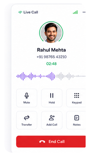 Vomenta live voice call card